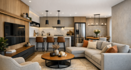 sala e cozinha conjugada moderna